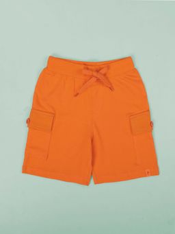 KiddoPanti - Boys Orange Cotton Solid/Plain Shorts