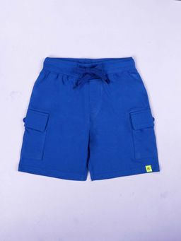 KiddoPanti - Boys Blue Cotton Solid/Plain Shorts