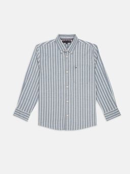 Tommy Hilfiger - Boys Grey Cotton Stripes Shirt