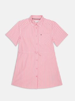 Tommy Hilfiger - Girls Pink Cotton Stripes Dress