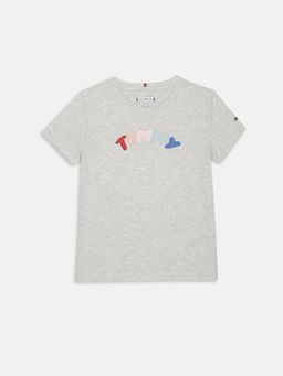 Tommy Hilfiger - Girls Grey Cotton Typography T-Shirt