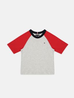 Tommy Hilfiger - Boys Grey Cotton Colorblock T-Shirt