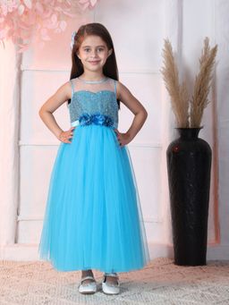 Toy Balloon Kids - Girls Aqua Polyester Embellished/Sequined Gown