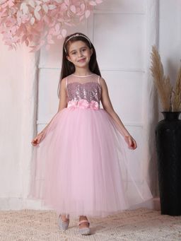 Toy Balloon Kids - Girls Pink Polyester Embellished/Sequined Gown