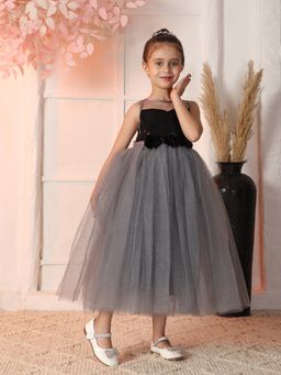 Toy Balloon Kids - Girls Grey Polyester Embellished/Sequined Gown