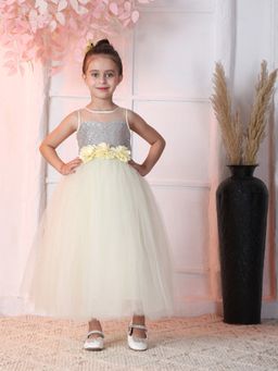 Toy Balloon Kids - Girls Yellow Polyester Embellished/Sequined Gown