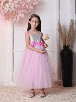 Toy Balloon Kids - Girls Pink Polyester Embellished/Sequined Gown