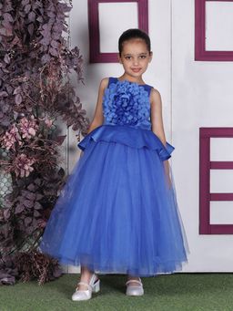 Toy Balloon Kids - Girls Blue Polyester Self Design Gown