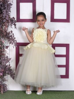 Toy Balloon Kids - Girls Yellow Polyester Self Design Gown