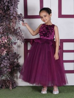 Toy Balloon Kids - Girls Purple Polyester Self Design Gown