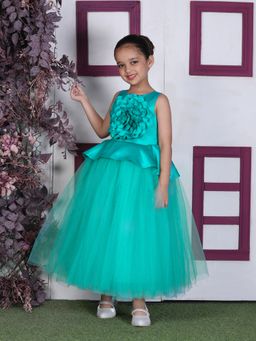 Toy Balloon Kids - Girls Aqua Polyester Self Design Gown