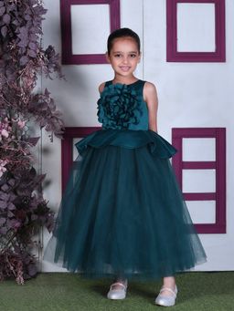 Toy Balloon Kids - Girls Teal Polyester Self Design Gown