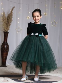 Toy Balloon Kids - Girls Green Polyester Embellished/Sequined Dress