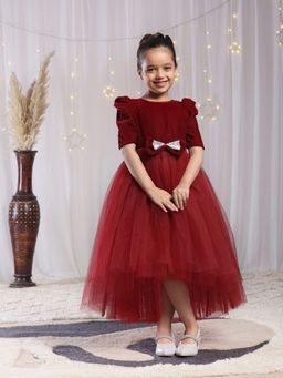 Toy Balloon Kids - Girls Maroon Polyester Embellished/Sequined Dress