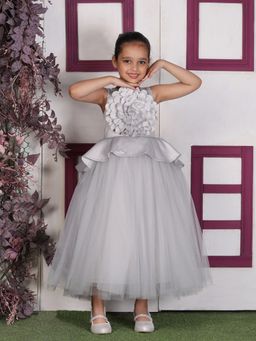 Toy Balloon Kids - Girls Grey Polyester Self Design Gown