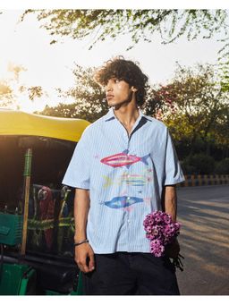 The Clothing Factory - Azure Reef Striped Resort Blue Shirt