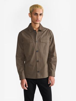 Perona - Relaxed Fit Cotton Men Khaki Shirt