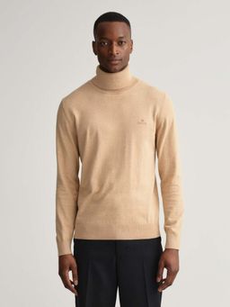 GANT - Men Khaki Solid Regular Fit Sweater