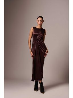 EMBLAZE - Brown Drape Dress