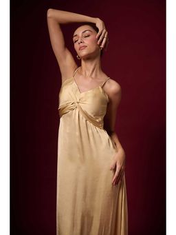 EMBLAZE - Golden Modal Drape Long Dress