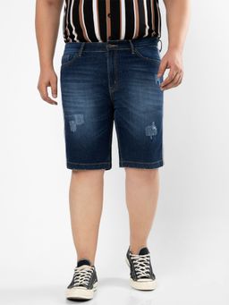 Instafab Plus - Size Men'S Solid & Side Striped Stylish Denim Shorts,Blue