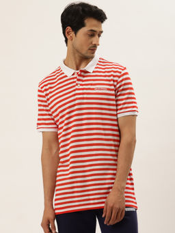 AM SWAN - Mens Stripes Astral Aura-red Polo T-shirt