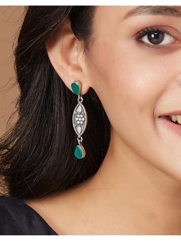 Fabindia - Silver Dangler Earrings Green