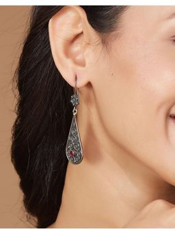 Fabindia - Silver Dangler Earrings Red