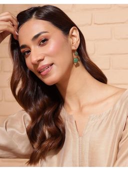 Fabindia - Silver Dangler Earrings Green