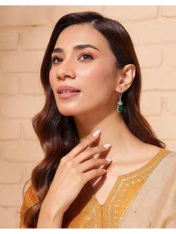 Fabindia - Silver Dangler Earrings Green