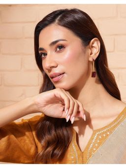 Fabindia - Silver Dangler Earrings Maroon