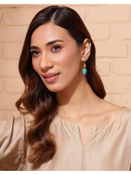 Fabindia - Silver Dangler Earrings Green