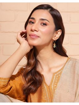 Fabindia - Silver Dangler Earrings Green