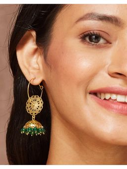 Fabindia - Silver Hoops Earrings Green