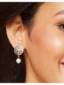 Fabindia - Silver Drop Earrings White