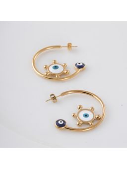 Palmonas - Gold Evil Eye Hoop Earrings for Womens - Waterproof and Anti-Tarnish