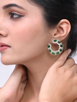Silvermerc Designs - Green American Dimond Circular Earrings For Women