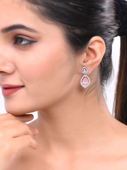 Silvermerc Designs - Pink American Dimond Drop Earrings For Women