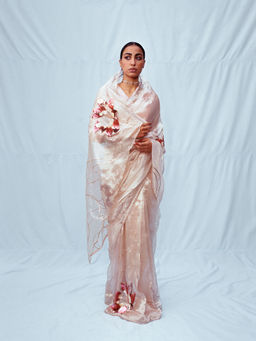 Jadon - Cream Manipura Lotus Series Saree without Blouse