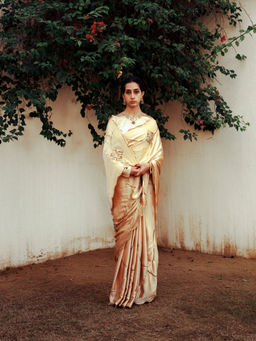 Jadon - Cream Dharana Saree without Blouse