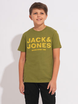 Jack & Jones Junior - Boys Solid Olive T-Shirt