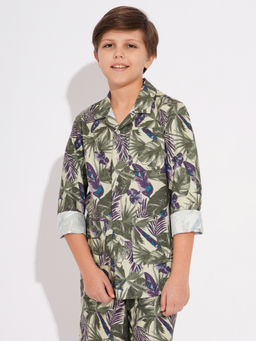 Jack & Jones Junior - Boys Tropical Print Green Shirt