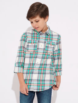 Jack & Jones Junior - Boys Checkered White Shirt