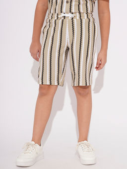 Jack & Jones Junior - Boys Striped Beige Shorts