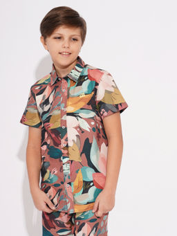 Jack & Jones Junior - Boys Tropical Print Multi-Color Shirt