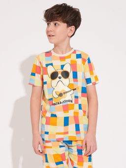 Jack & Jones Junior - Boys Printed Multi-Color T-Shirt