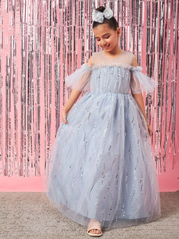 PSPeaches - Grey Spray Embellished Gown