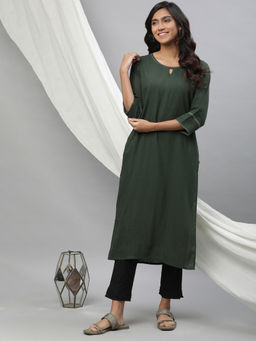 Aurelia - Green Yarn Dyed Straight Kurta