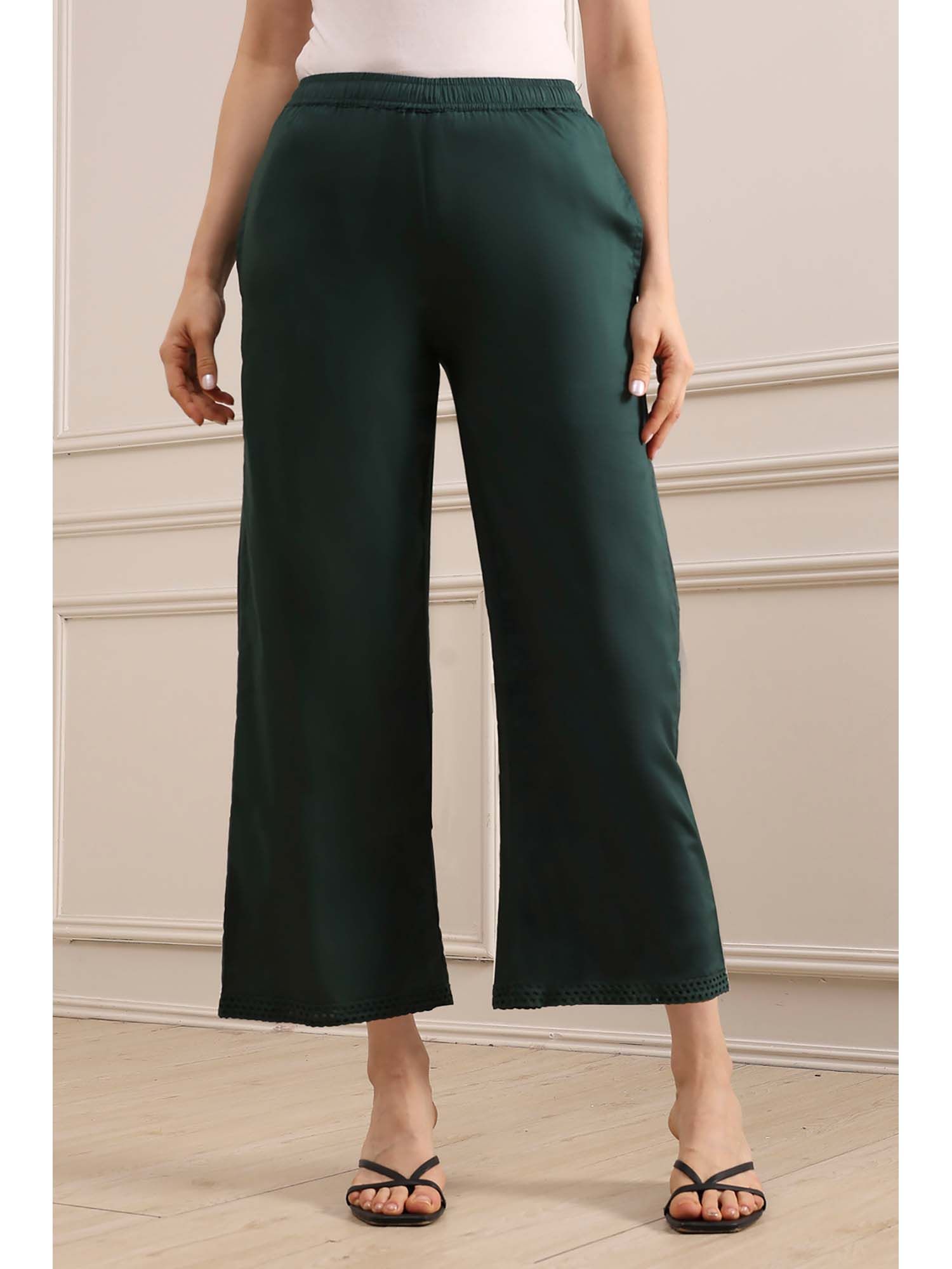 biba Women Green Cotton Wide Palazzo-picture-18