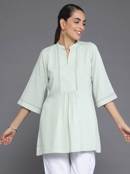 Libas - Green Cotton Blend Self Design Kurti